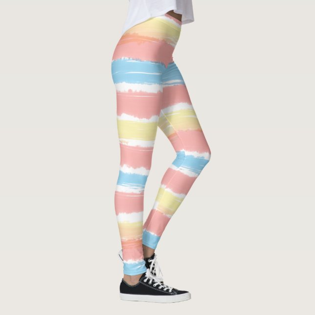 Hübsch rosa gelbe Streifen Leggings (Rechts)