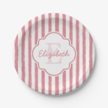 Hübsch rosa gestrichene Streifen Monogramm und Nam