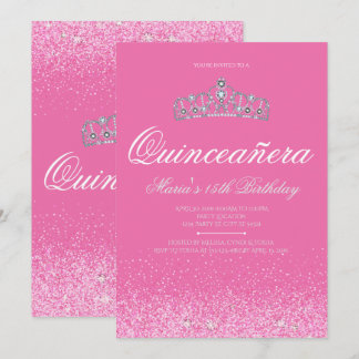 Hübsch rosa Glitzer, Einladungen nach Quinceanera