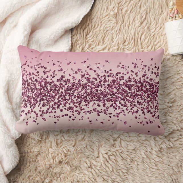 Hübsch rosa Glitzer Hearts Ombre Lendenkissen (Decke)