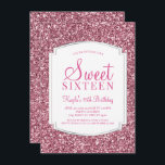 Hübsch rosa Glitzer Süß 16 Einladungen<br><div class="desc">Hübsch rosa Glitzer Sweet 16 Einladungen. Diese Einladungen sind mit rosa Glitzer und einem edlen silberfarbenen Hintergrund gestaltet. Diese funkelnde 16 . Geburtstag-Einladung ist für Teenager gedacht und wird eine fantastische Einführung in Ihren ganz besonderen Tag sein. Weitere koordinierende 16 Party-Vorräte erhalten Sie im Metro-Events Zazzle Shop und unter Metro-Event.com....</div>
