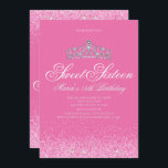 Hübsch rosa Glitzer, Sweet 16 Einladungen<br><div class="desc">Hübsch rosa Glitzer, Sweet 16 Einladungen. Entworfen mit Glitzern, rosa Glitzer und einer silbernen glitzernden Krone für einen glamourösen 16 . Geburtstag Geburtstag. Diese Einladung aus dem 16. Jahrhundert ist für Teenager besonders geeignet und stellt eine großartige Einführung in Ihren besonderen Tag dar. Weitere, koordinierende 16 . Geburtstag Party-Lieferungen sind...</div>