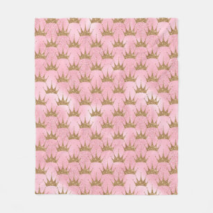 Hübsch rosa Glitzer und Golddruckkrone Fleecedecke