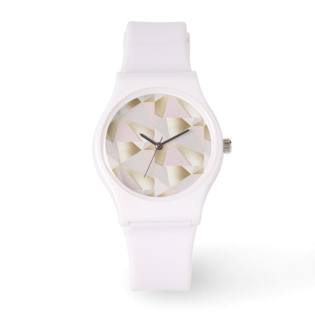 Hübsch-rosa-goldgeometrisch Armbanduhr (Vorderseite)