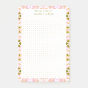 Hübsch rosa, grüne Dot Grid New Baby Planner Post-it Klebezettel