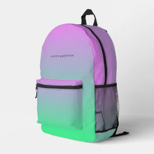 Hübsch rosa grüne Gradientenmonogramm Bedruckter Rucksack