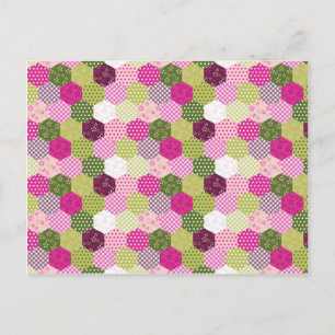 Hübsch rosa grüne Mulberry-Patchwork-Quilt-Design Postkarte