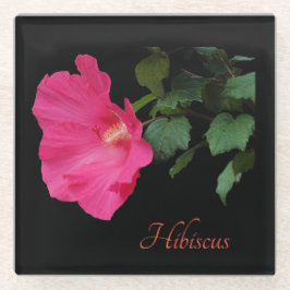 Hübsch rosa Hibiskus auf schwarz Glasuntersetzer