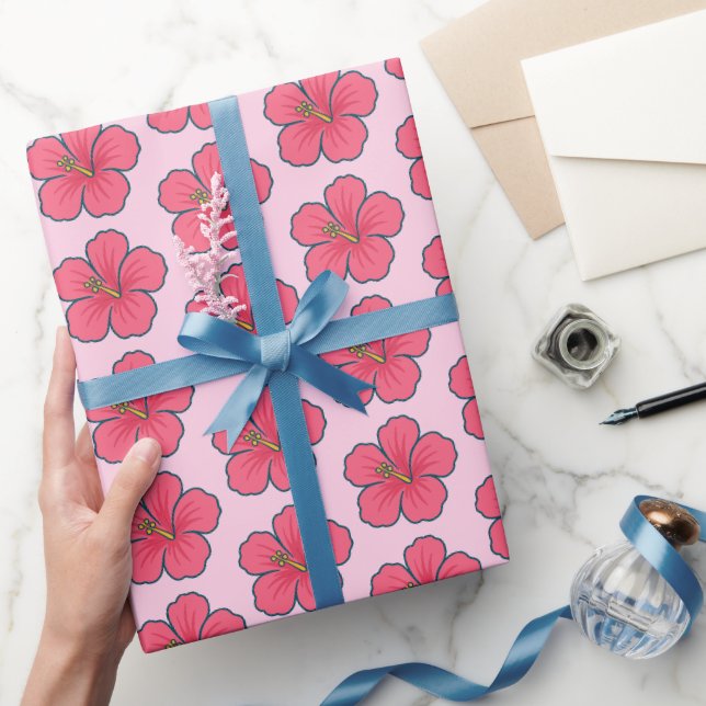 Hübsch rosa Hibiskus Tropenstöcke Geschenkpapier (Schenken)