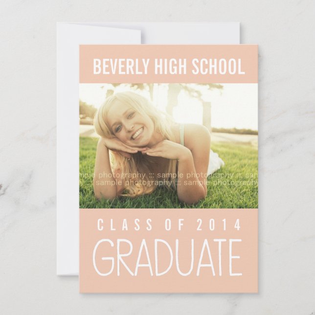 Hübsch-rosa-Klasse des Fotos der Graduierungsparte Einladung (Vorderseite)