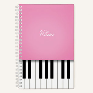 Hübsch-Rosa-Klaviermusik Personalisiert Notizbuch