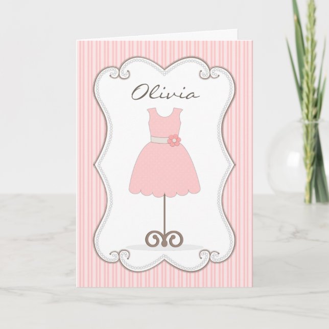 Hübsch rosa Kleid wirst du mein Blumenmädchen sein Einladung (Vorderseite)