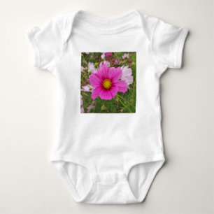 Hübsch-Rosa-Kosmos-Blume Baby Strampler