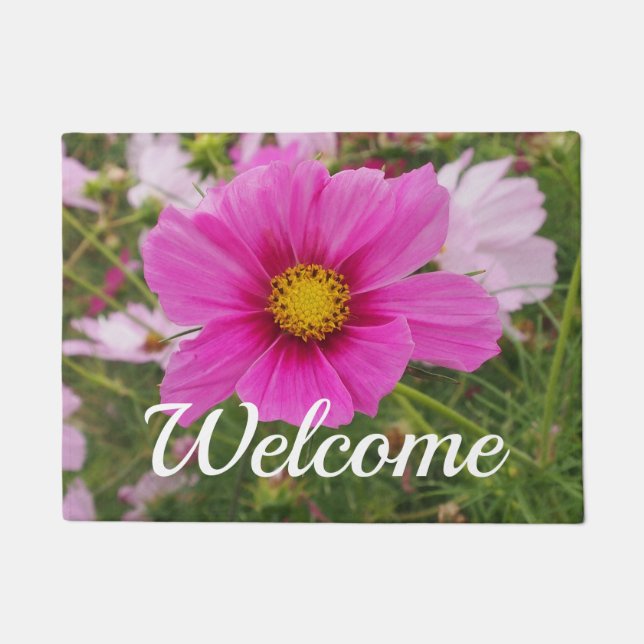Hübsch-Rosa-Kosmos-Blume Fußmatte (Vorderseite)