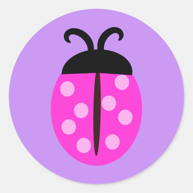 Hübsch-Rosa-Ladybug-Aufkleber Runder Aufkleber (Vorderseite)