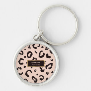 Hübsch rosa Leopard-Goldrahmen Schlüsselanhänger