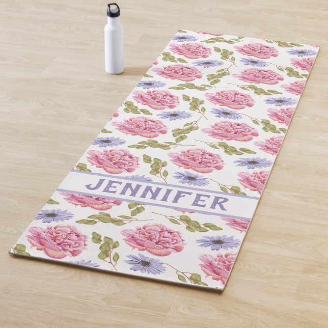 Hübsch Rosa Lila Garten Floral Botanischer Garten Yogamatte (Beispiel)
