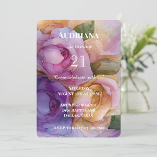 Hübsch rosa Lila Goldflorentour Einladung