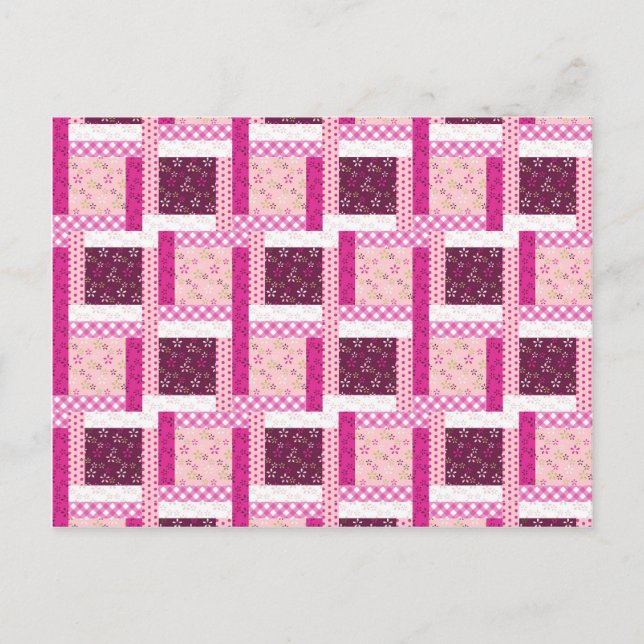 Hübsch rosa Lila Patchwork Quilt Design Geschenke Postkarte (Vorderseite)