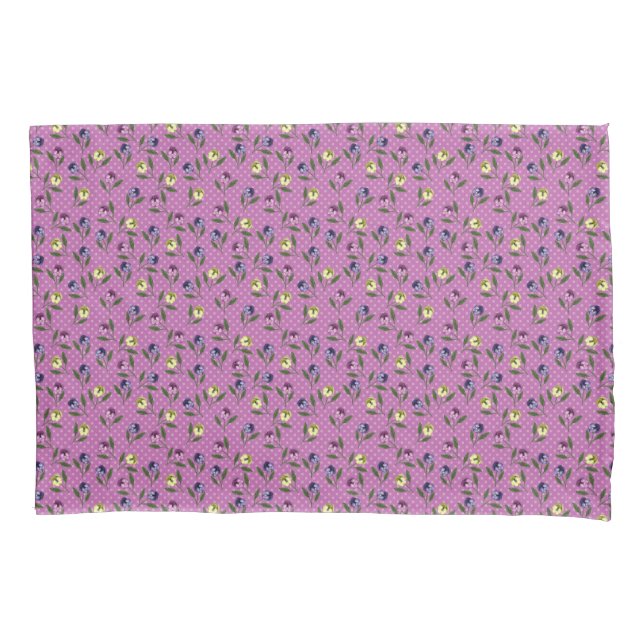 Hübsch rosa Lila und gelbe Stiefmütterchen Kissenbezug (Vorderseite)
