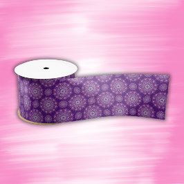 Hübsch rosa Mandala auf lila | Satinband