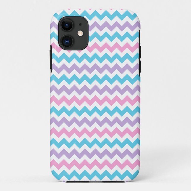 Hübsch-Rosa, Mauve, Türkis, Weißer Chevronen Case-Mate iPhone Hülle (Rückseite)