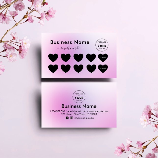 Hübsch rosa Minimalistisch hinzufügen Schönheitssa Treuekarte (Von Creator hochgeladen)