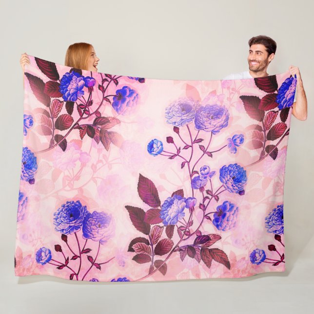 Hübsch rosa mit Lila Blumendruck Fleecedecke (Beispiel)