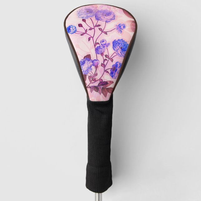 Hübsch rosa mit Lila Blumendruck Golf Headcover (Vorderseite)