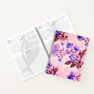 Hübsch rosa mit Lila Blumendruck Notizbuch