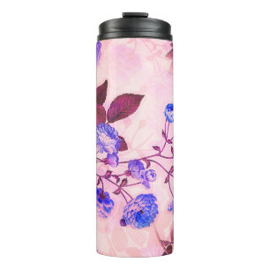 Hübsch rosa mit Lila Blumendruck Thermosbecher