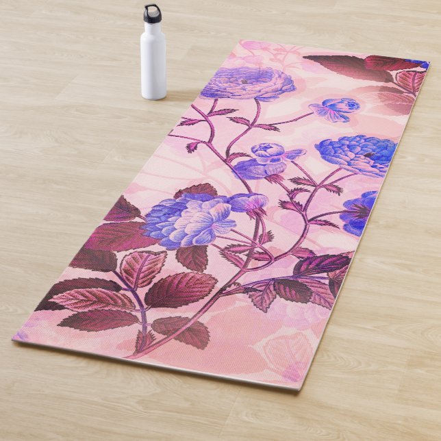 Hübsch rosa mit Lila Blumendruck Yogamatte (Beispiel)