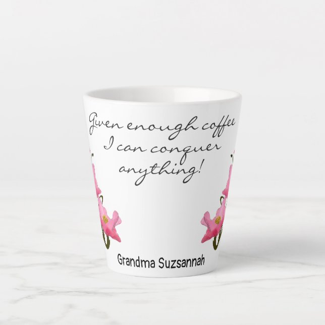 Hübsch rosa Mohnseite Personalisierter Text an der Milchtasse (Vorderseite)
