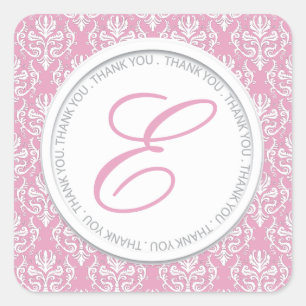 Hübsch rosa Monogramm-Gastgeschenk-Aufkleber Quadratischer Aufkleber