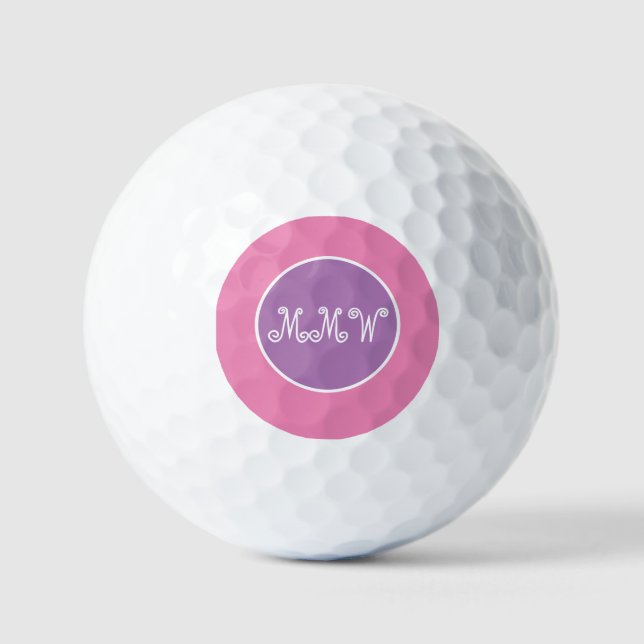 Hübsch-rosa-Monogramm-Golf-Ball Golfball (Vorderseite)