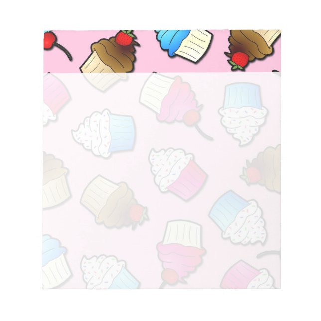 Hübsch rosa Niedliche Cupcakes drucken Notizblock (Vorderseite)