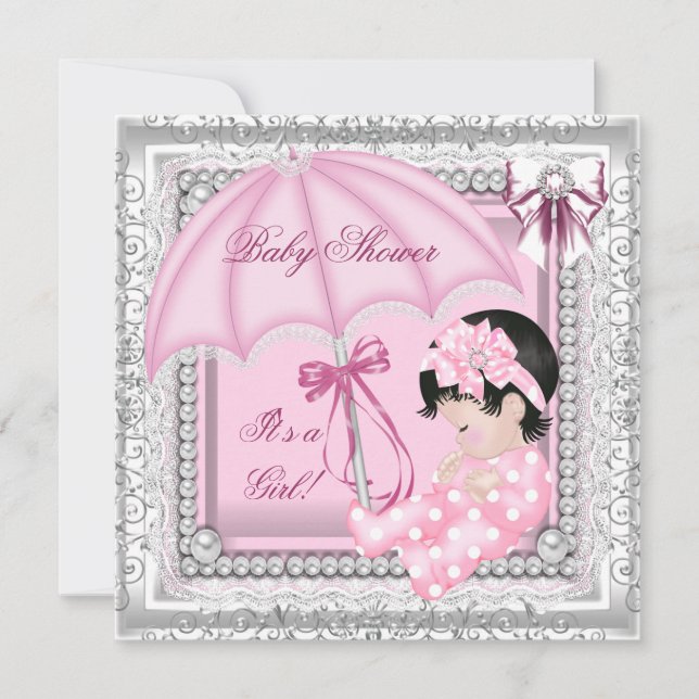 Hübsch rosa Niedliche Girl-Babydusche Einladung (Vorderseite)