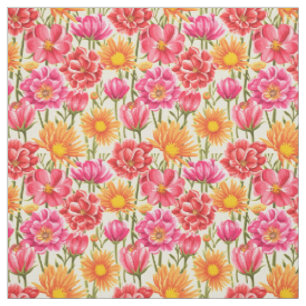 Hübsch rosa Orangefarbenes Vintages Blumenmuster Stoff