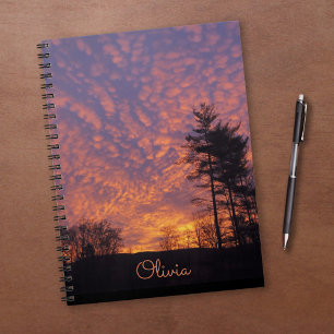 Hübsch rosa Orangenwolken mit Namen Sunrise Foto Notizblock