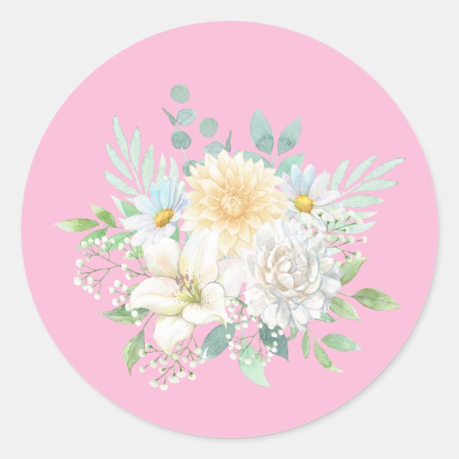 Hübsch rosa Pasta Wasserfarben Runder Aufkleber (Vorderseite)