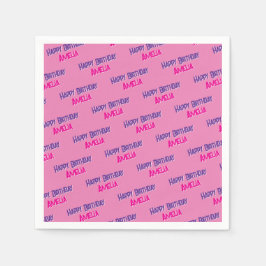 Hübsch rosa personalisierter Geburtstag Serviette