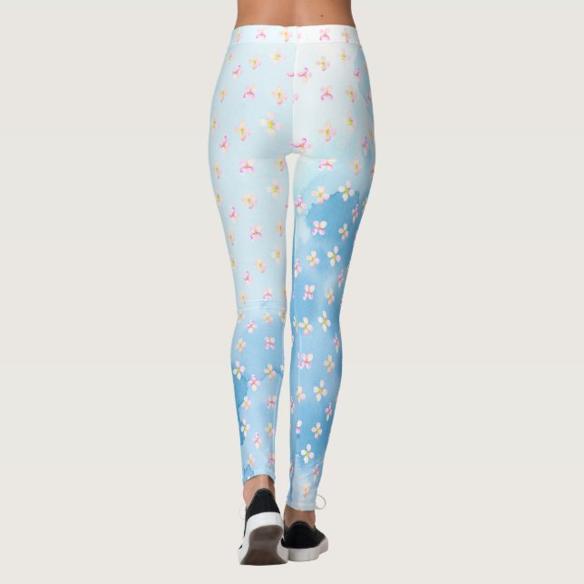 Hübsch rosa Pfirsichfarben Blume Leggings (Rückseite)