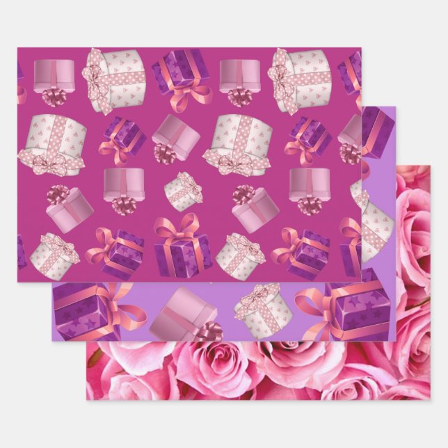 Hübsch rosa Present Geschenkpapier Set (Set)