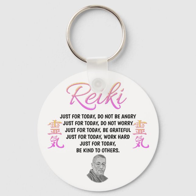 Hübsch-rosa-Reiki-Grundsätze Schlüsselanhänger (Vorderseite)