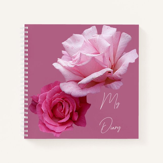 Hübsch rosa Rosa Blütenblüte einfach, modern und s Notizbuch (Vorderseite)