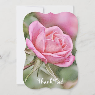 Hübsch Rosa Rose Danke Note Card