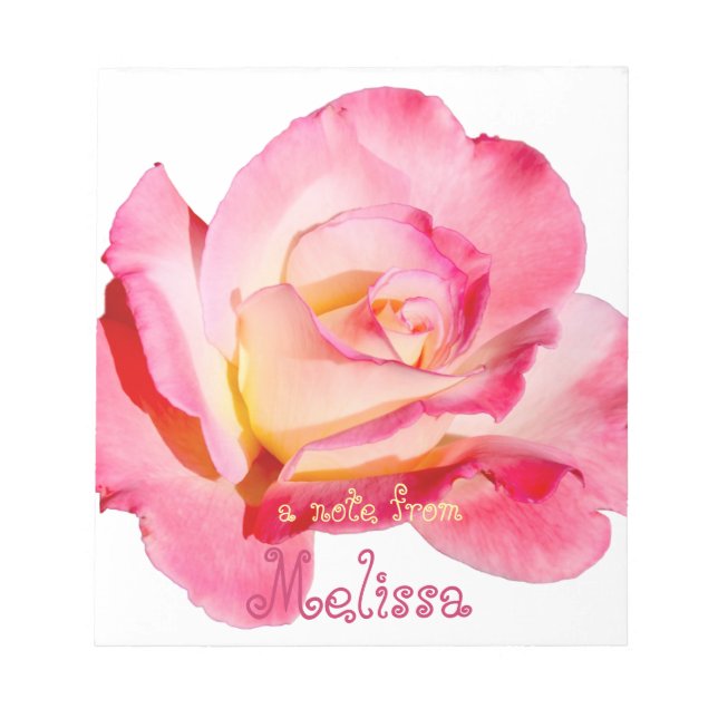 Hübsch Rosa Rose Personalisiert Notizblock (Vorderseite)