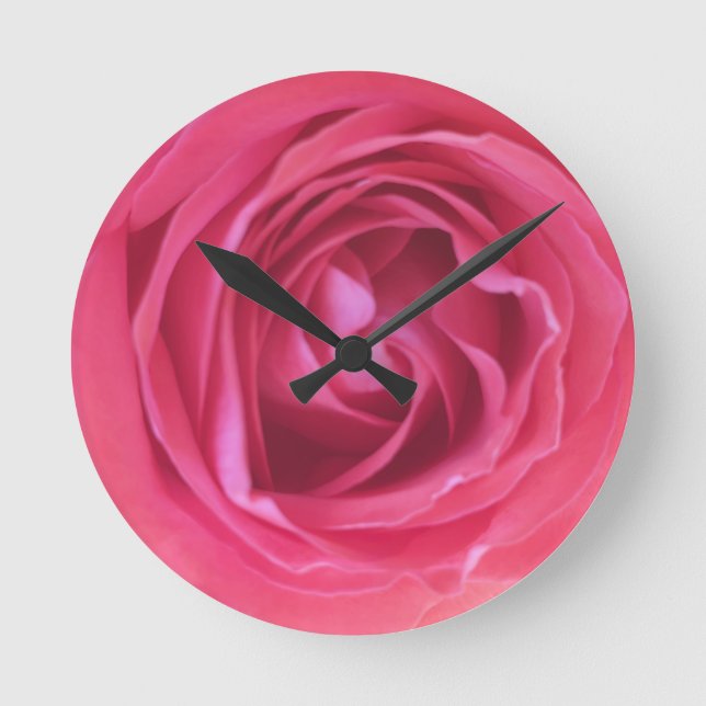 Hübsch Rosa Rose Runde Wanduhr (Vorderseite)