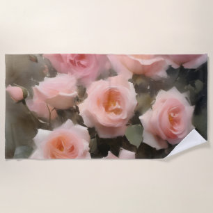 Hübsch rosa Rosen Aquarellmalerei Strandtuch