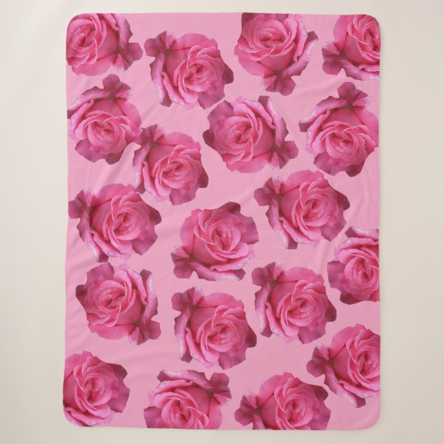 Hübsch rosa Rosen floralboho stilvoll schön Sherpadecke (Vorderseite)